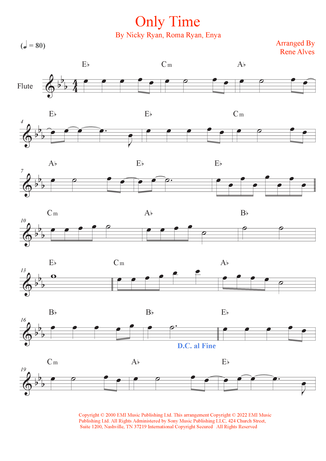 Only Time (arr. Rene Alves)