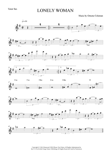 Lonely Woman (arr. The Sheet Music Library)