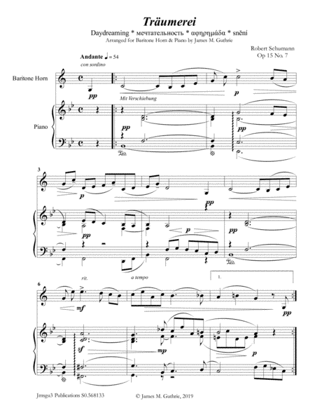 Schumann: Träumerei Op. 15 No. 7 for Baritone Horn & Piano (arr. James M. Guthrie)