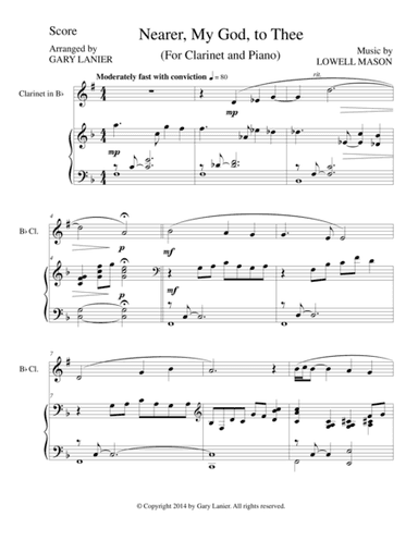 NEARER, MY GOD, TO THEE  (Duet– Bb Clarinet/Piano with Score and Clar Part) (arr. Gary Lanier)