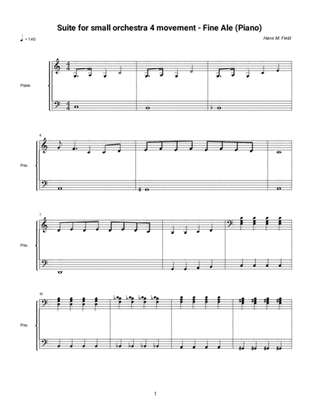 Suite for small Orchestra - Fine Ale (Piano)