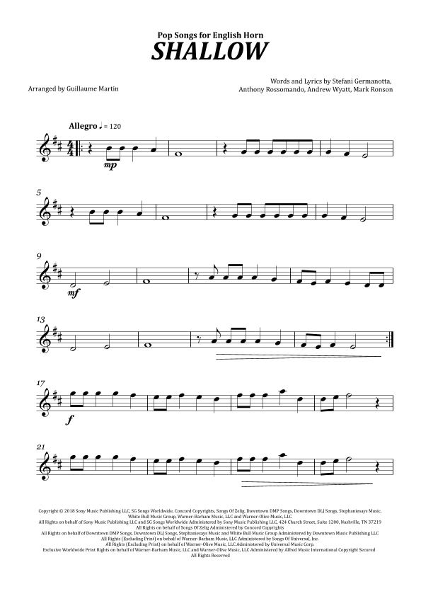 Shallow (arr. Guillaume Martin)