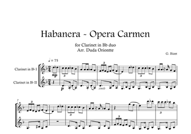 Carmen HABANERA - Bizet  ( Clarinet in Bb DUO) Student (arr. Duda Oriontte)