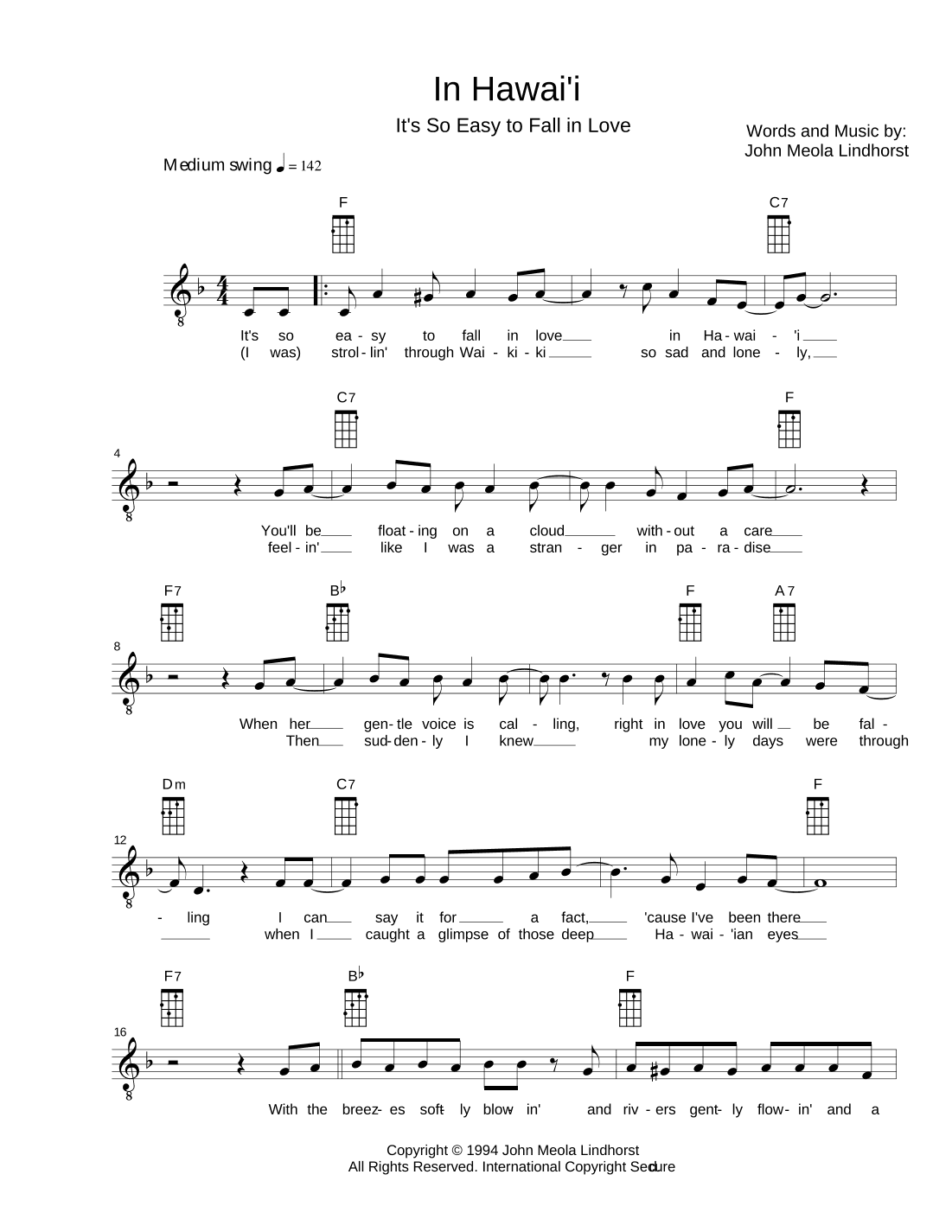 In Hawai'i (It's So Easy to Fall in Love) - Abbreviated Ending