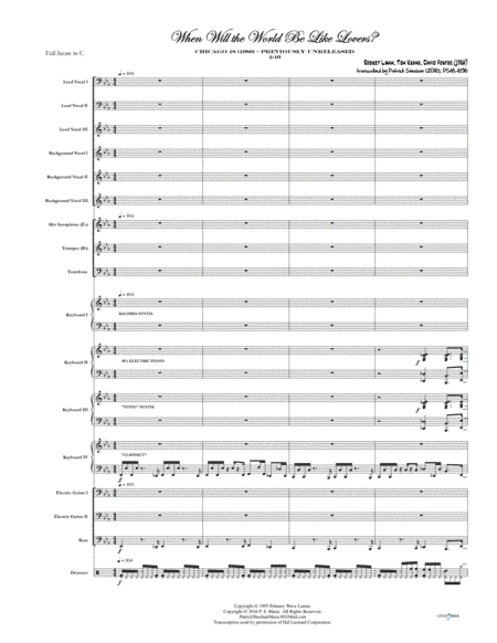 When Will The World Be Like Lovers (arr. Patrick Sheehan)