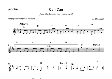 Can Can - J. Offenbach - Flute solo (with chords) (arr. Marival Moreira)