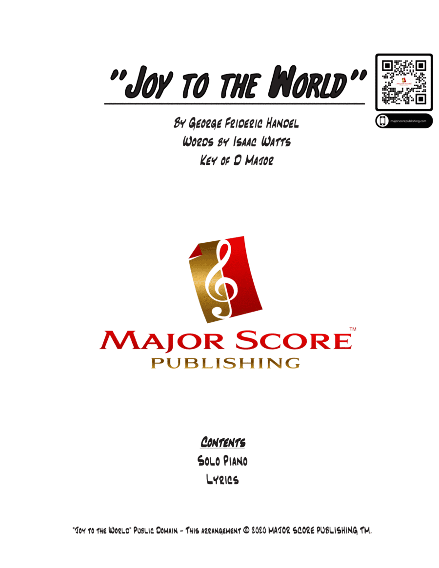 Joy to the World - Solo Piano (D Major) (arr. MAJOR SCORE PUBLISHING TM.)