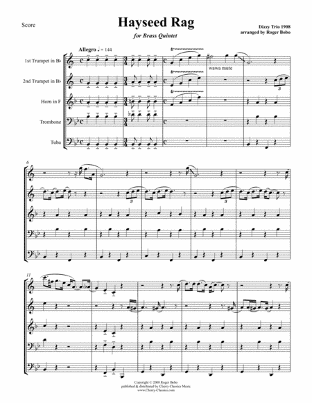 Hayseed Rag for Brass Quintet