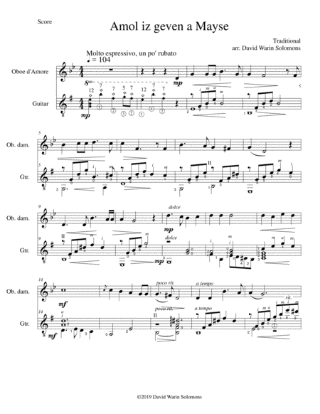 Amol iz geven a Mayse for oboe d'amore and classical guitar (arr. David Warin Solomons)