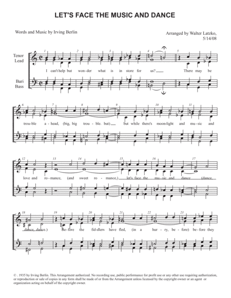 Let's Face The Music And Dance (arr. Walter Latzko)