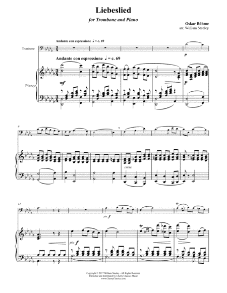Liebeslied for Trombone and Piano (arr. Stanley, William)