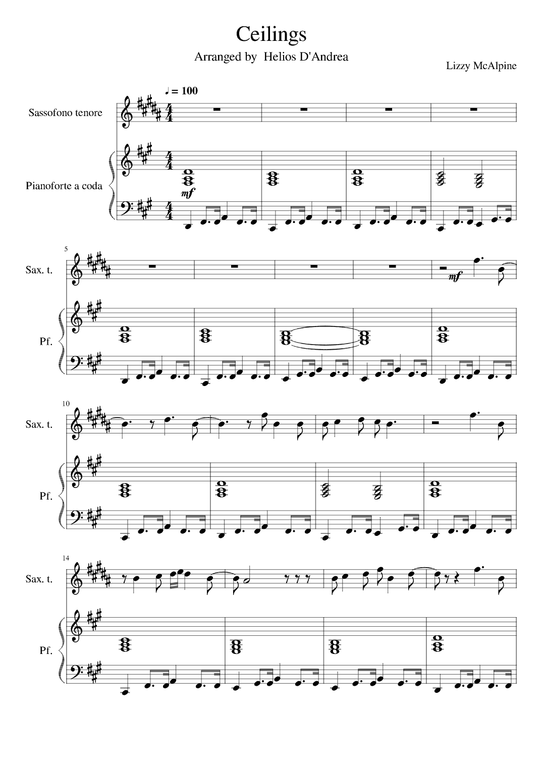 Ceilings (arr. Helios D'Andrea)