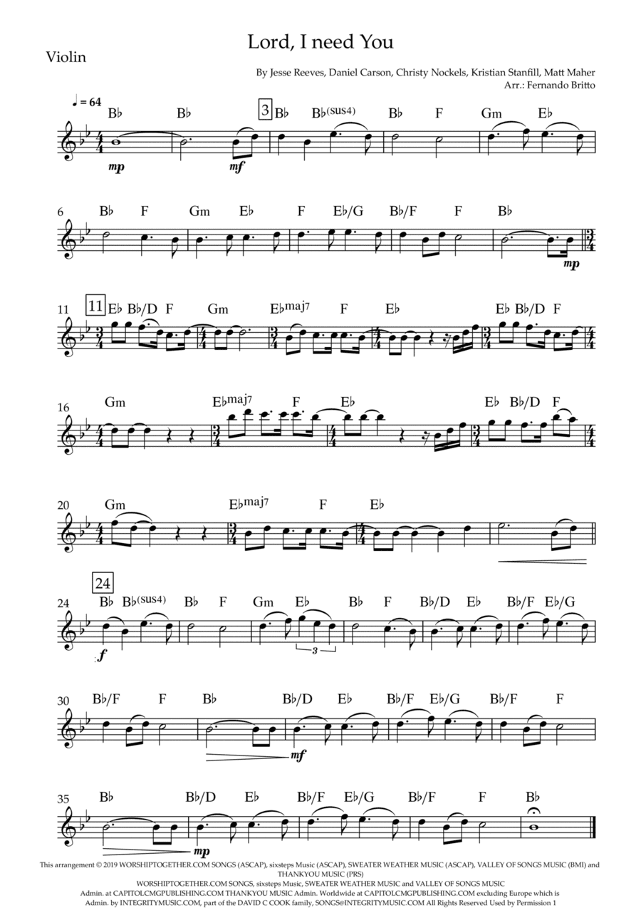 Lord, I Need You (arr. Fernando Britto)