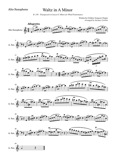 Waltz in A Minor B150 (arr. Zachary Corbett)