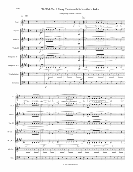 We Wish You A Merry Christmas/Feliz Navidad A Todos for Intermediate Mariachi Ensemble (arr. Rodolfo Gonzalez)