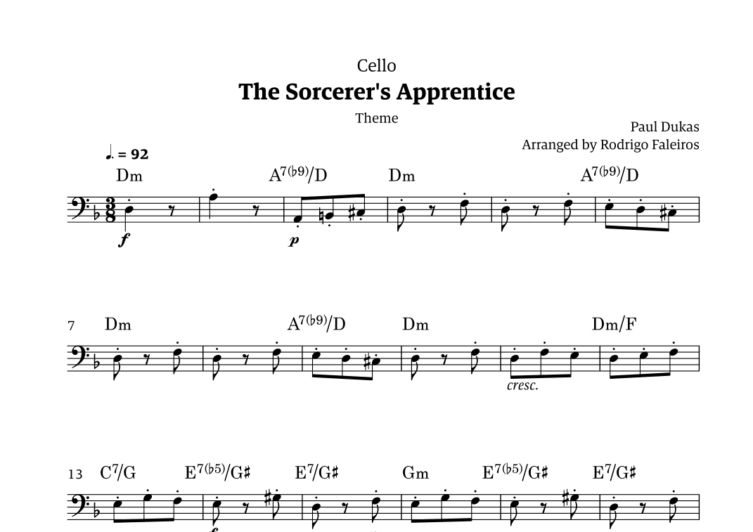 The Sorcerer's Apprentice theme (arr. Rodrigo Faleiros)