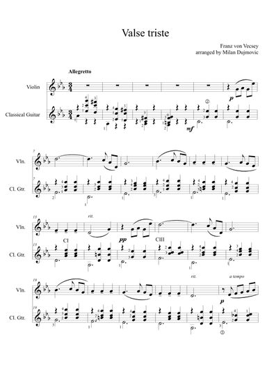 Valse Triste (arr. Milan Dujmović)