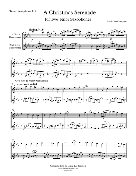 Christmas Serenade for Two Tenor Saxophones