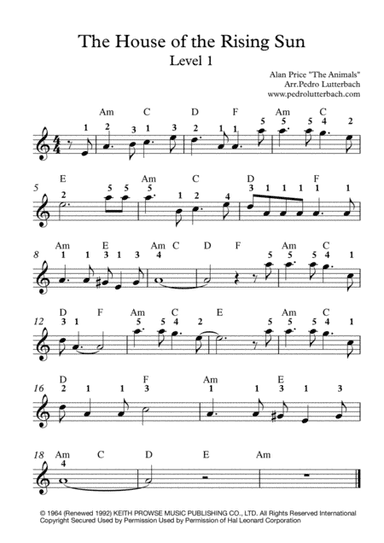 The House Of The Rising Sun (arr. Pedro Lutterbach)