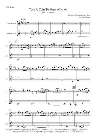 Toss A Coin To Your Witcher (arr. Fabio Britto)