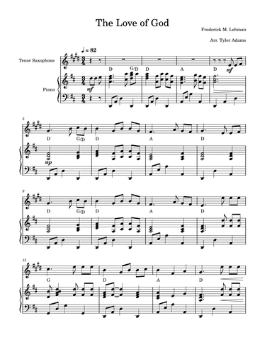 The Love Of God (Tenor Sax Solo) (arr. Tyler Adams)