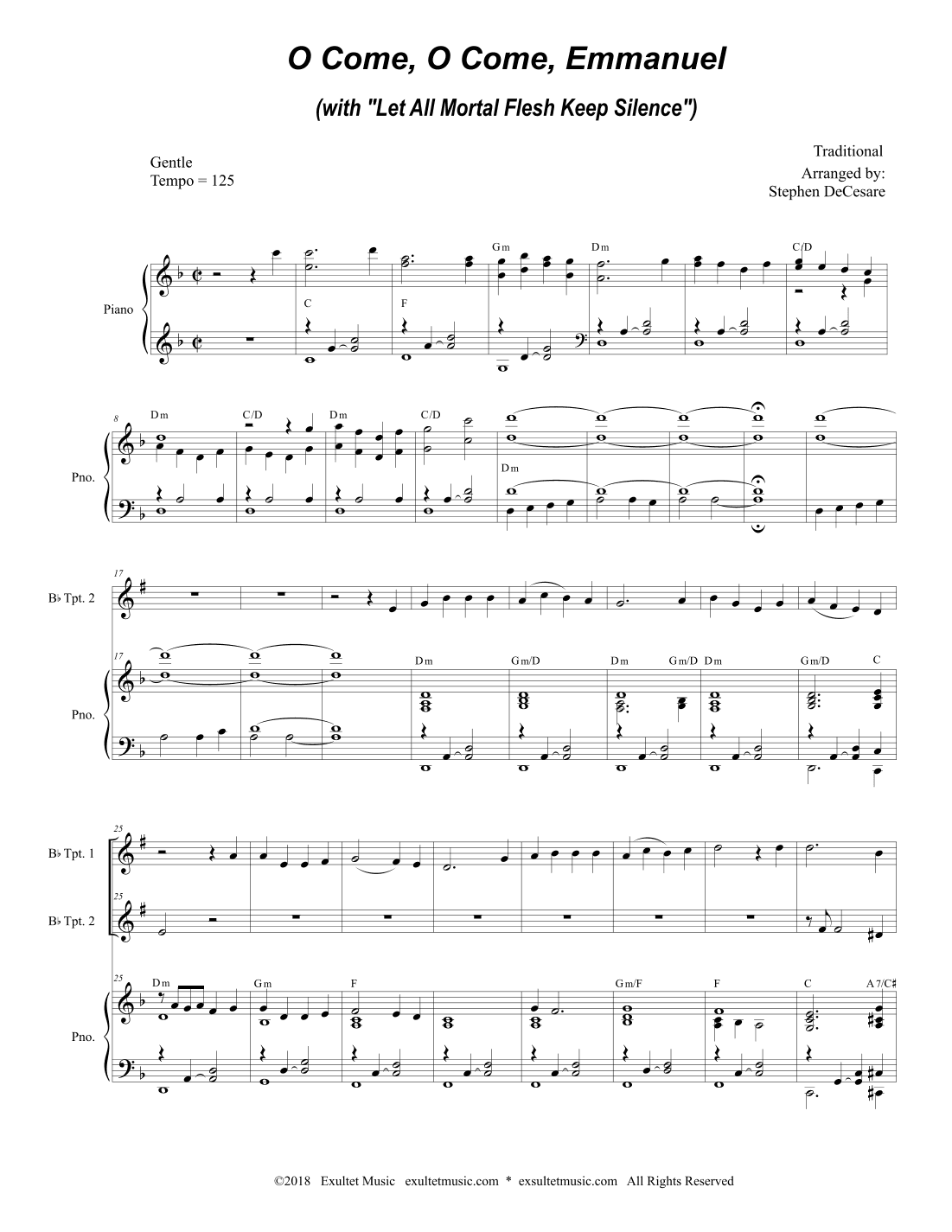 O Come, O Come, Emmanuel (with "Let All Mortal Flesh Keep Silence") (Bb-Trumpet Duet) (arr. Stephen DeCesare)