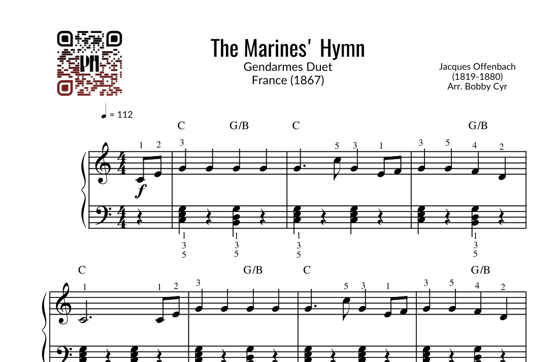 The Marines' Hymn - Gendarmes Duet (Easy Piano) (arr. Bobby Cyr - Piano Notion)