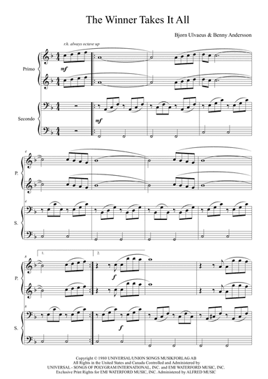 The Winner Takes It All (arr. Passoni Music)