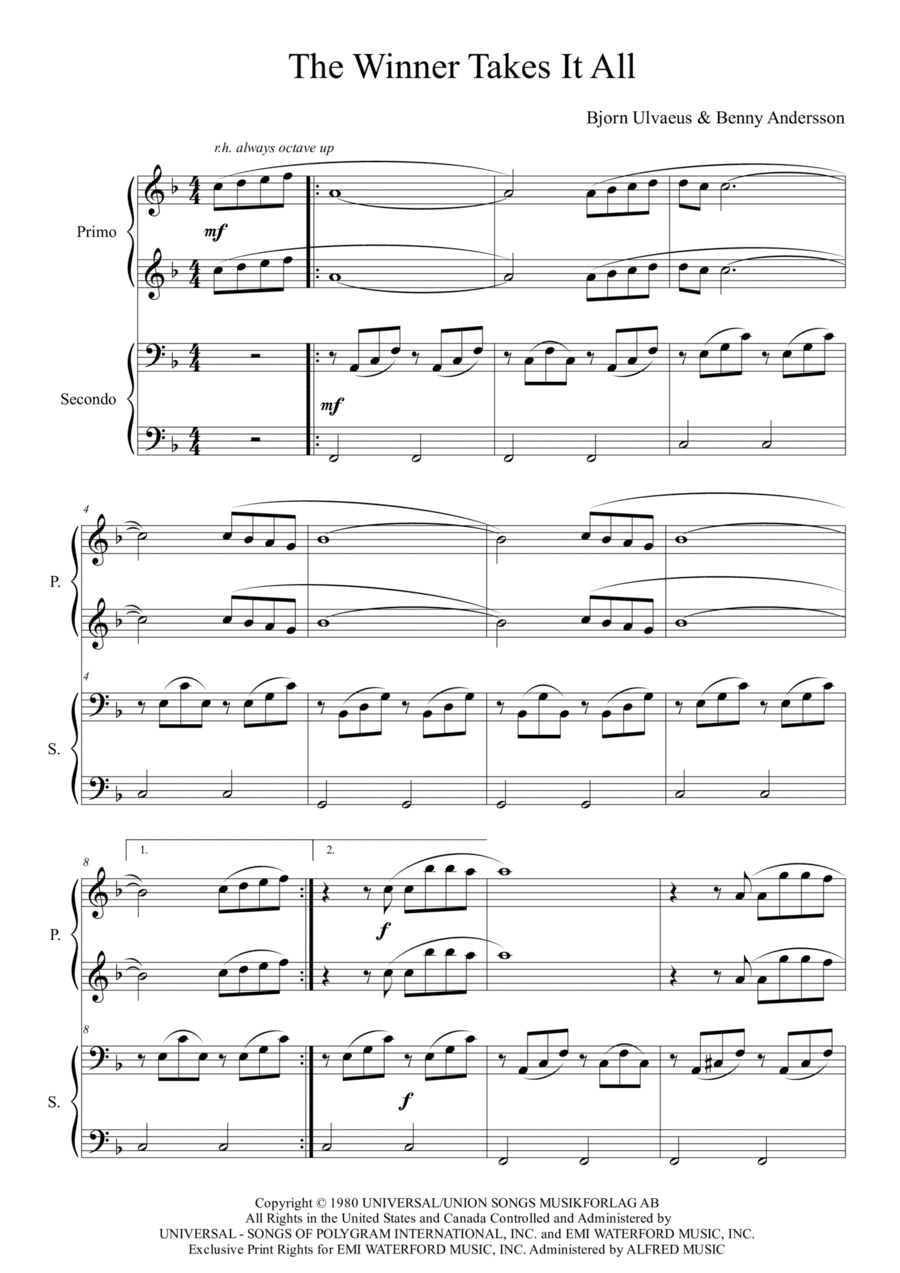 The Winner Takes It All (arr. Passoni Music)