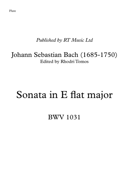 Bach BWV 1031 Sonata in Eb major. (arr. Rhodri Tomos)