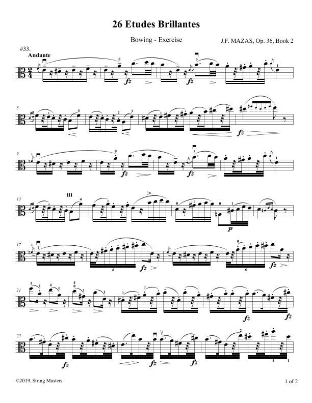 Mazas, Etudes for Viola Op 36, Book 2, No.33 (arr. String Masters)
