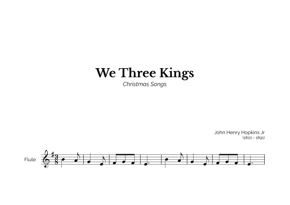 We Three Kings for Easy Flute Solo (arr. Marcos Soares)