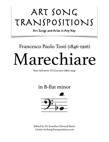 TOSTI: Marechiare (transposed to B-flat minor, bass clef) (arr. ArtSongTranspositions.com)