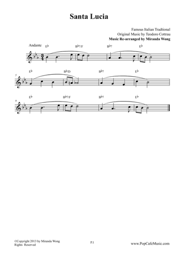 Santa Lucia in Eb - Violin or Flute Solo (arr. Miranda Wong)