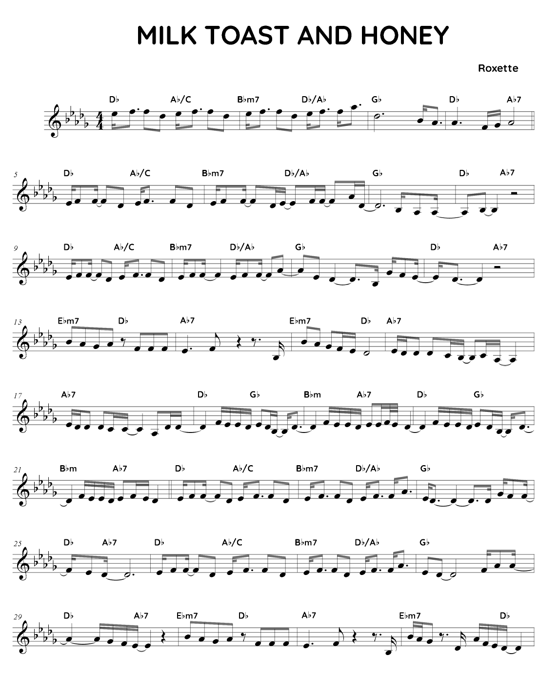 Milk And Toast And Honey (arr. Fake book Guy)