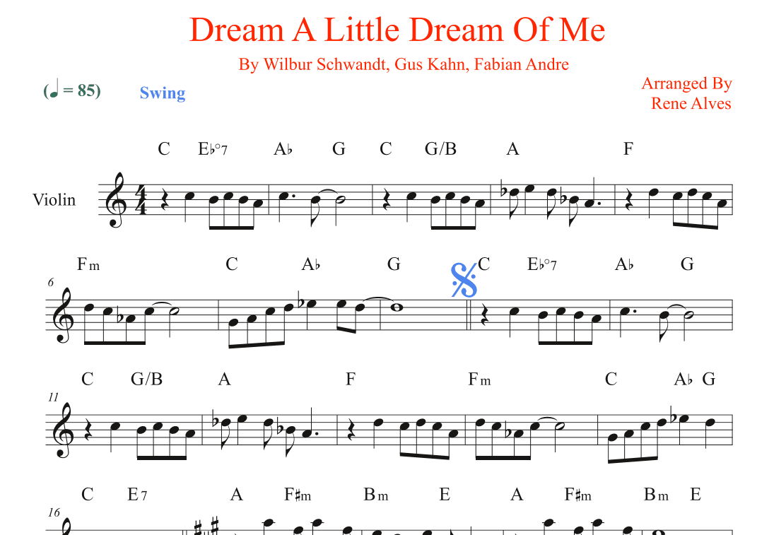Dream A Little Dream Of Me (arr. Rene Alves)