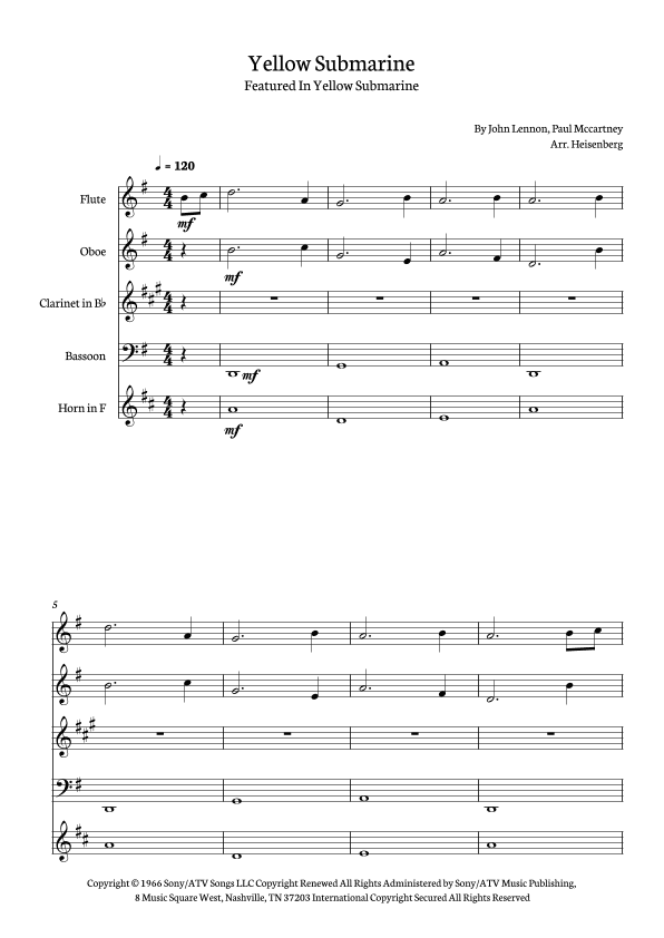 Yellow Submarine (arr. Heisenberg)