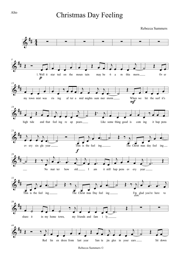 Christmas Day Feeling - (New! original! 2-Part Vocal and Piano - Vocal Solo part)