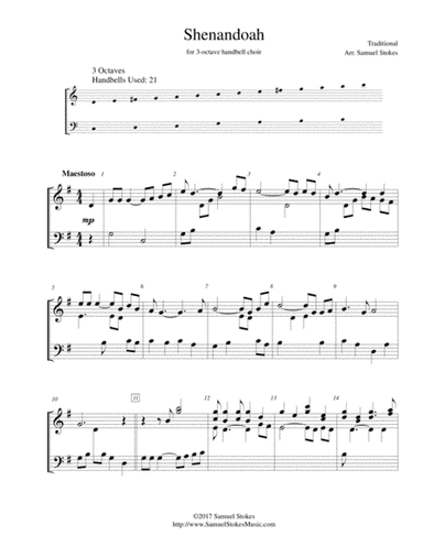 Shenandoah - for 3-octave handbell choir (arr. Samuel Stokes)