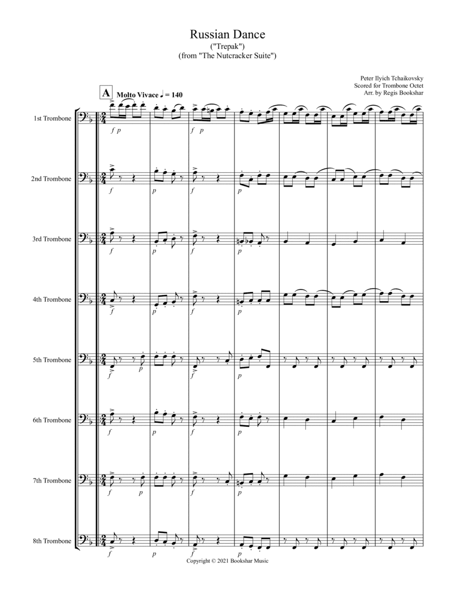 Russian Dance ("Trepak") (from "The Nutcracker Suite") (F) (Trombone Octet) (arr. Regis Bookshar)