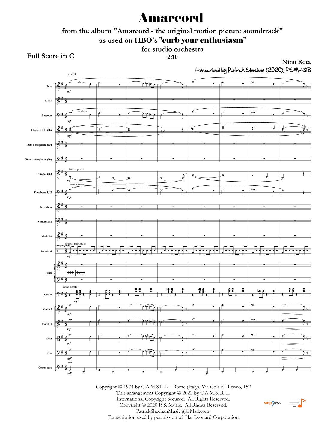 Amarcord (arr. Patrick Sheehan)