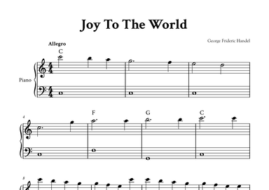 Joy To The World - Easy Piano in C (with Chords) (arr. Yuri Noronha)