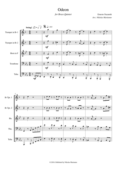 Odeon for Brass Quintet (arr. Nikolas Marianno)