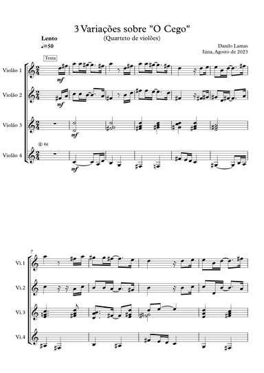 3 variações sobre "O Cego" ( Guitar quartet)