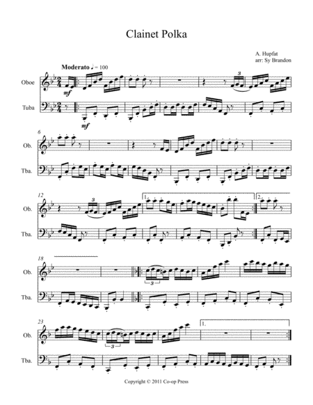 Clarinet Polka for Oboe and Tuba (arr. Sy Brandon)