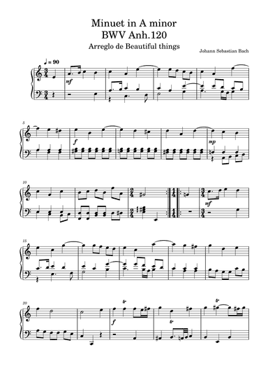 Minuet in A minor-Johann Sebastian Bach (arr. Beautiful things)