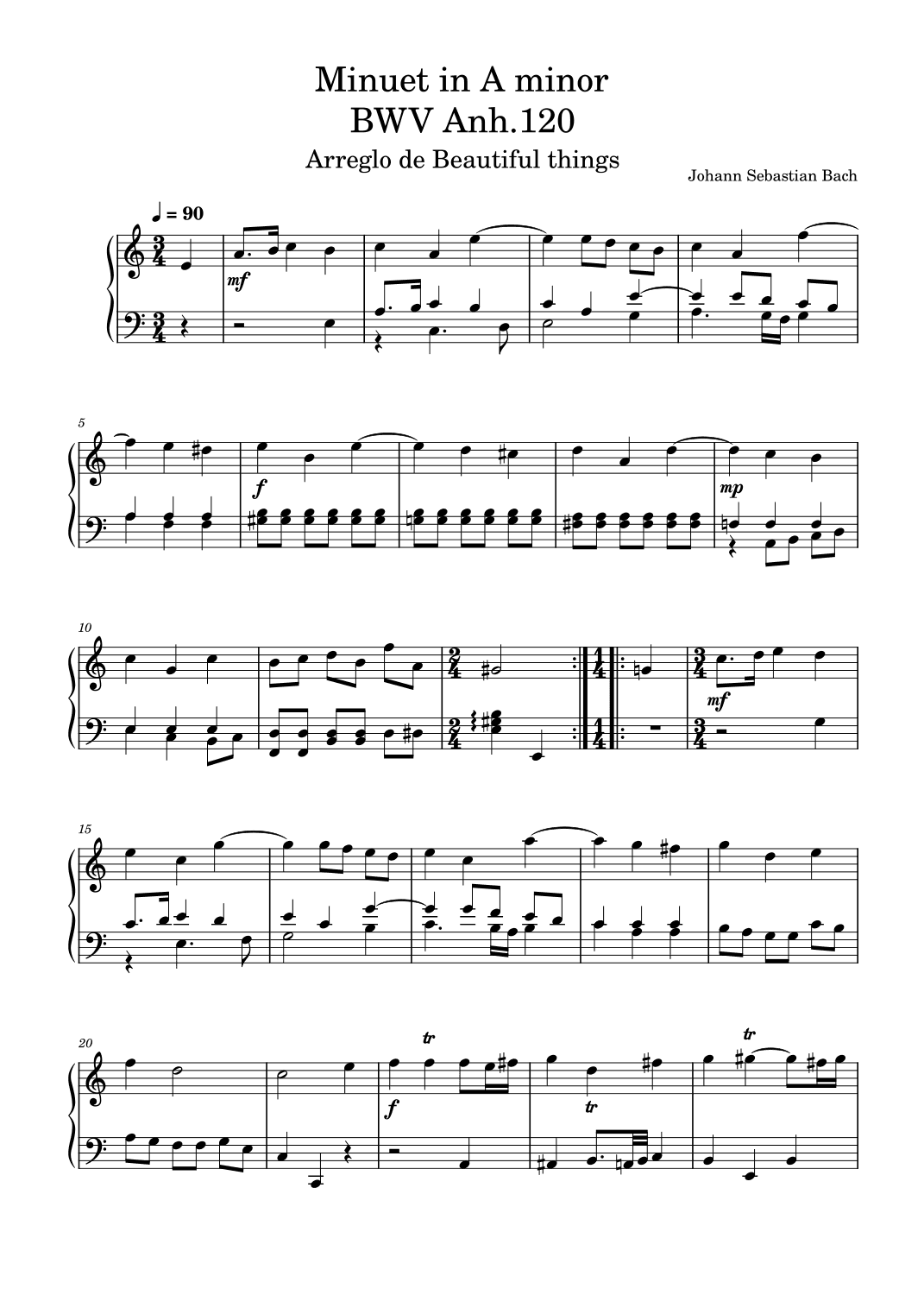 Minuet in A minor-Johann Sebastian Bach (arr. Beautiful things)