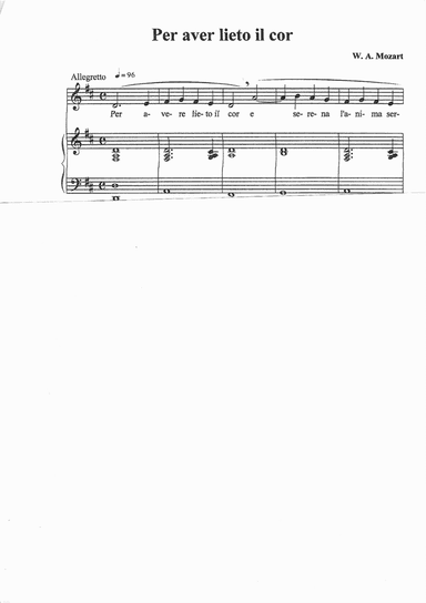 W. A. MOZART  Canon 3 voices and piano Per aver lieto il cor  transcribed by Helios D'Andrea (arr. Helios D'Andrea)