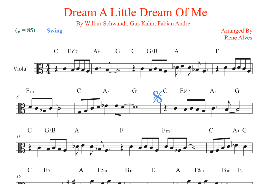 Dream A Little Dream Of Me (arr. Rene Alves)