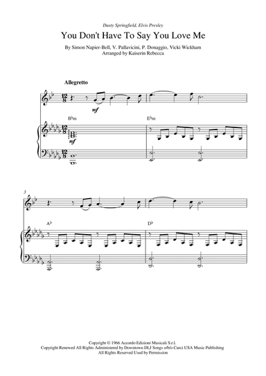 You Don't Have To Say You Love Me (arr. Kaiserin Rebecca)